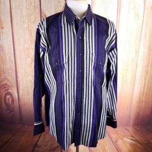 Karman Purple Pearl Snap Western Cowboy Shirt
